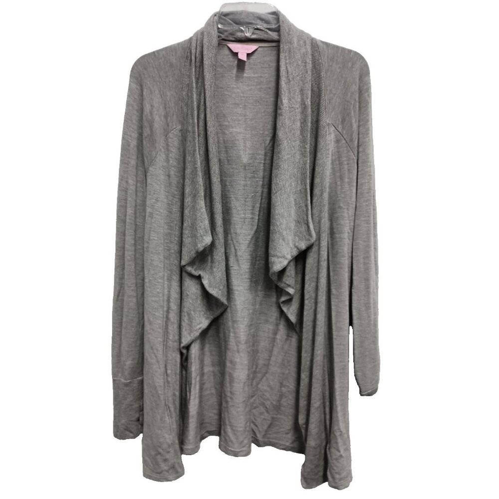 Lilly Pulitzer Womens Cascading Cardigan Medium Gray Open Minimalist Capsule
